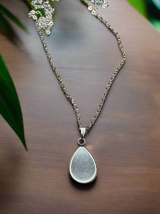 Teardrop bezel necklace 925sterling silver