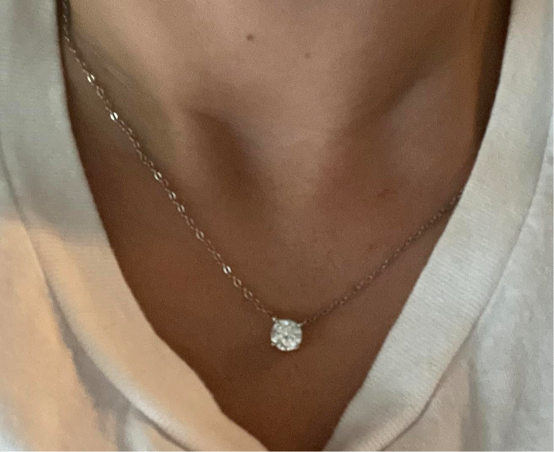 Moissanite single stone necklace